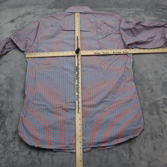 J Crew Shirt Mens Large 16 .5 Blue Red Plaid Dress Workwear Office Button Up - Picture 3 of 16